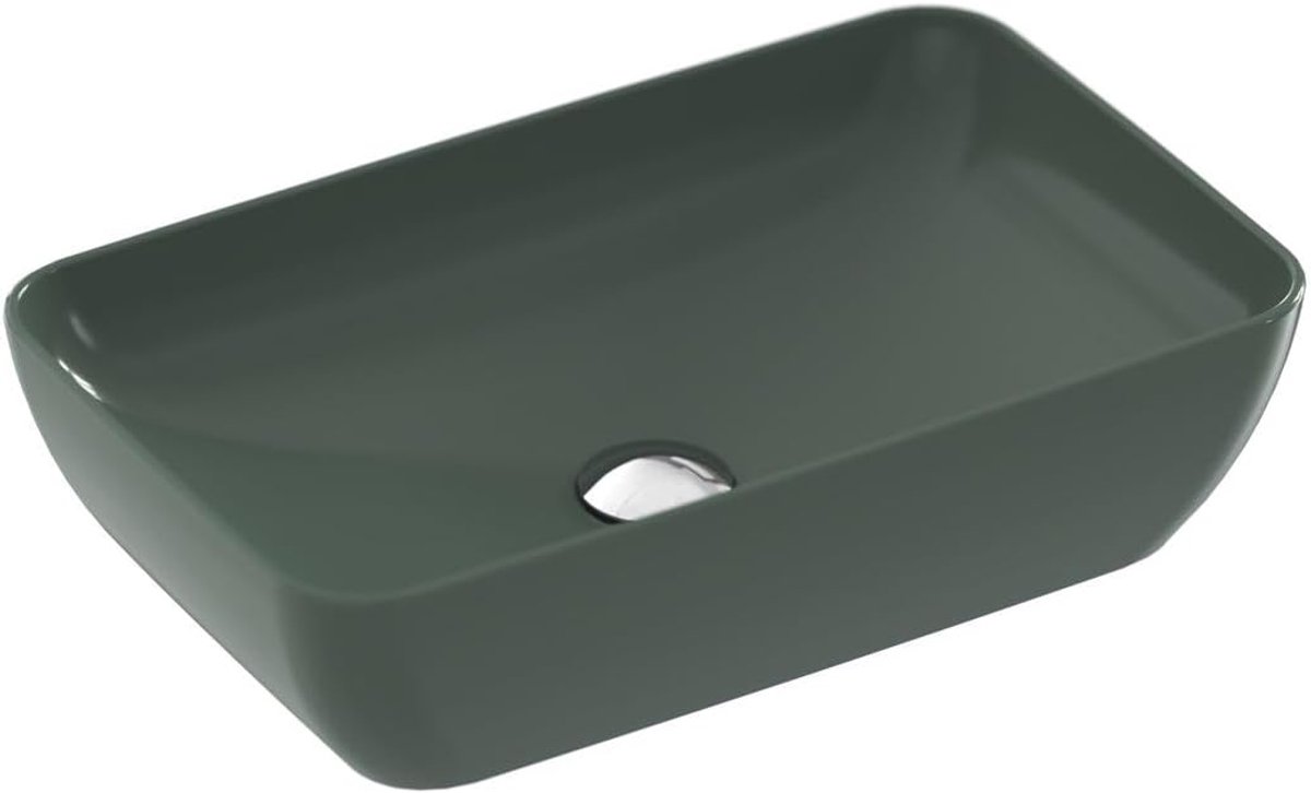 Opzetwastafel - Keramische wasschaal - Badkamer inrichten - Slank rechthoekig design - 50x31x12.5 cm - Grijs