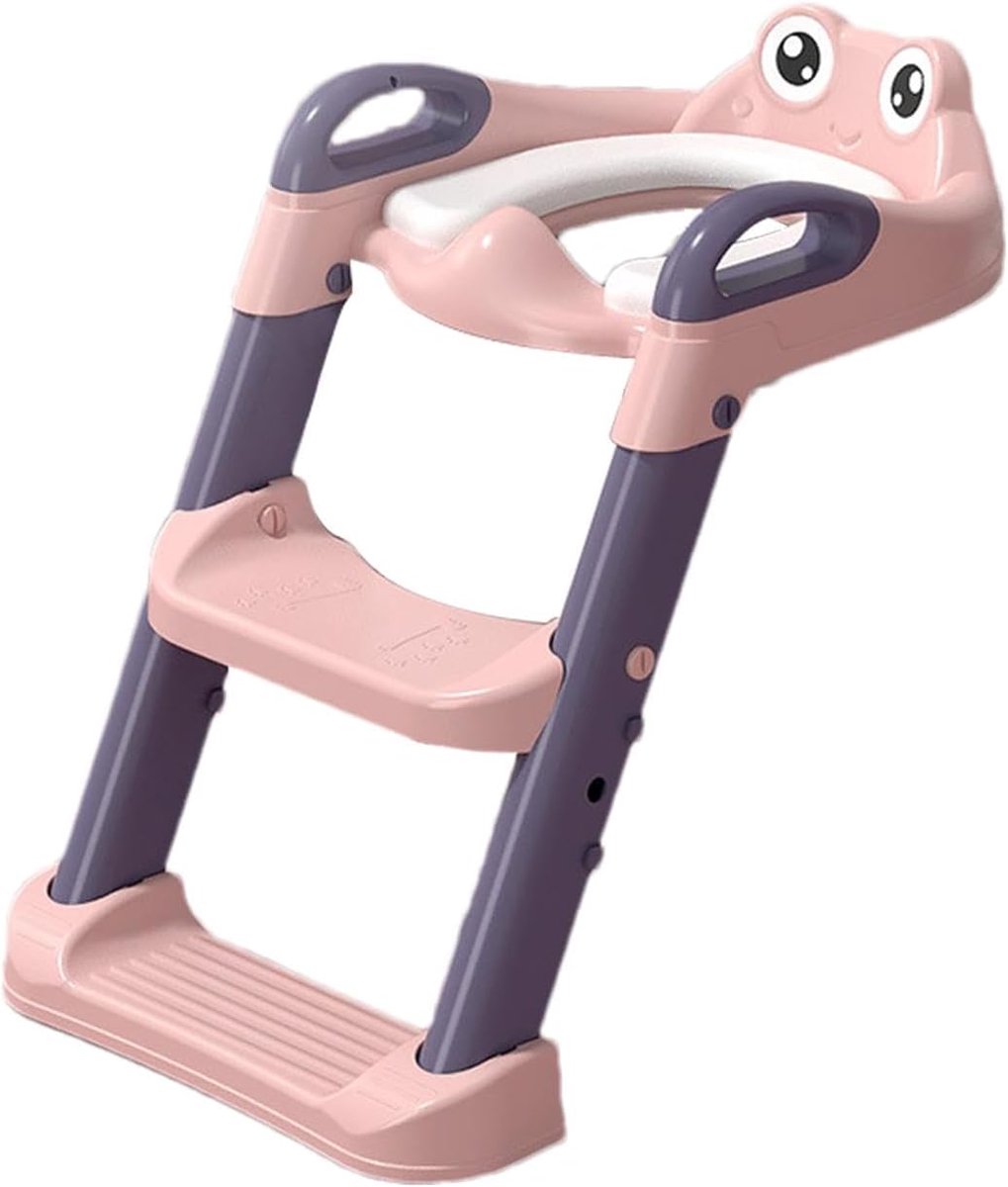 Toiletladder Peuters - Zindelijkheidstrainer - Zelfstandig Plassen - Antislip & Opvouwbaar - Verstelbare Hoogte - Roze
