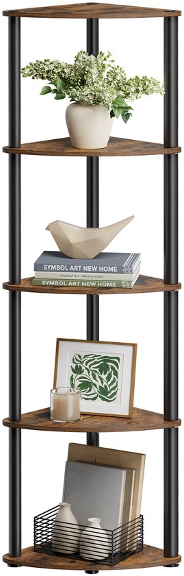 SONGMICS HOME - Wandplank - Hoekkast - Hoekrek - 5 Niveaus - Gereedschapsloze Montage