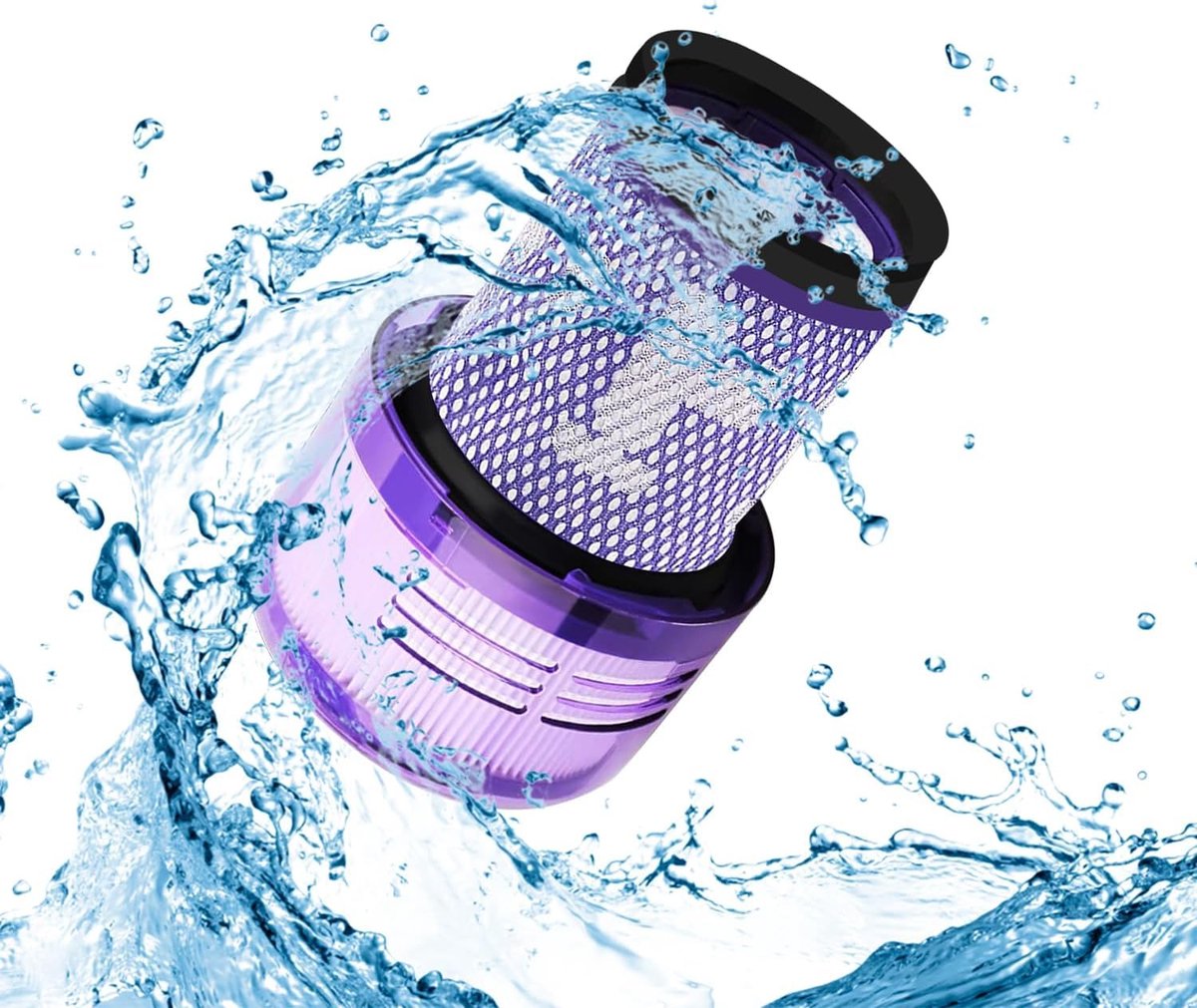 2-pack V12-filters - vervangingsfilters voor Dyson V12 Detect Slim Absolute Extra/Total Clean/Fluffy stofzuigers - SV34 - SV35 stofzuigers - wasbaar HEPA-filter met 1 borstel - onderdeelnummer 971517-01 thumbnail 6