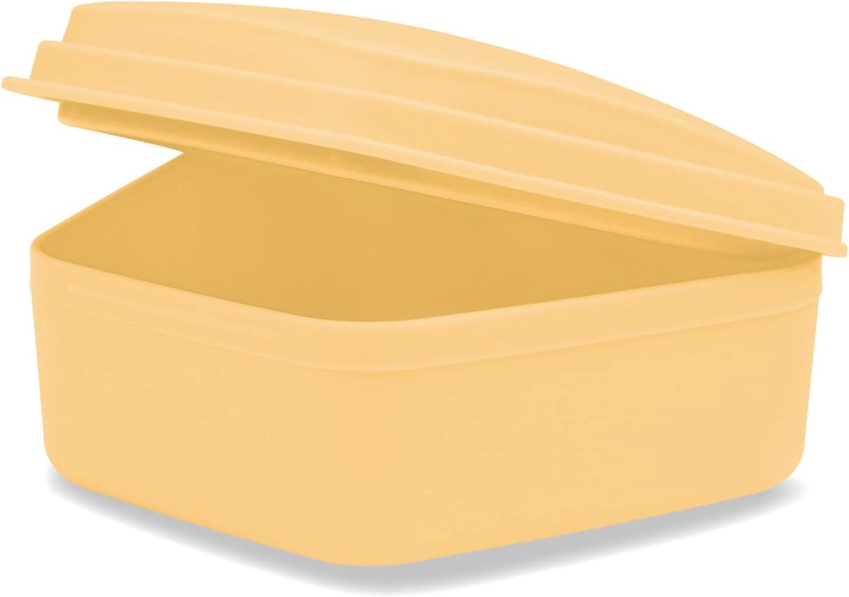 Tandspangendoosje - Prothesenbox Opbeetrail - Veilig Opbergen - Plat Compact Ontwerp - 7 x 9 x 35 cm - Geel