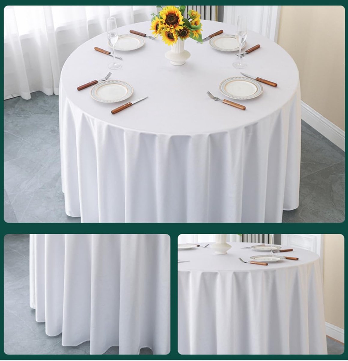Rond Tafelkleed - Satijnen Kleed - Decoratie Tafel - Gladde Stof - Diameter 180 cm - Lichtkoffie