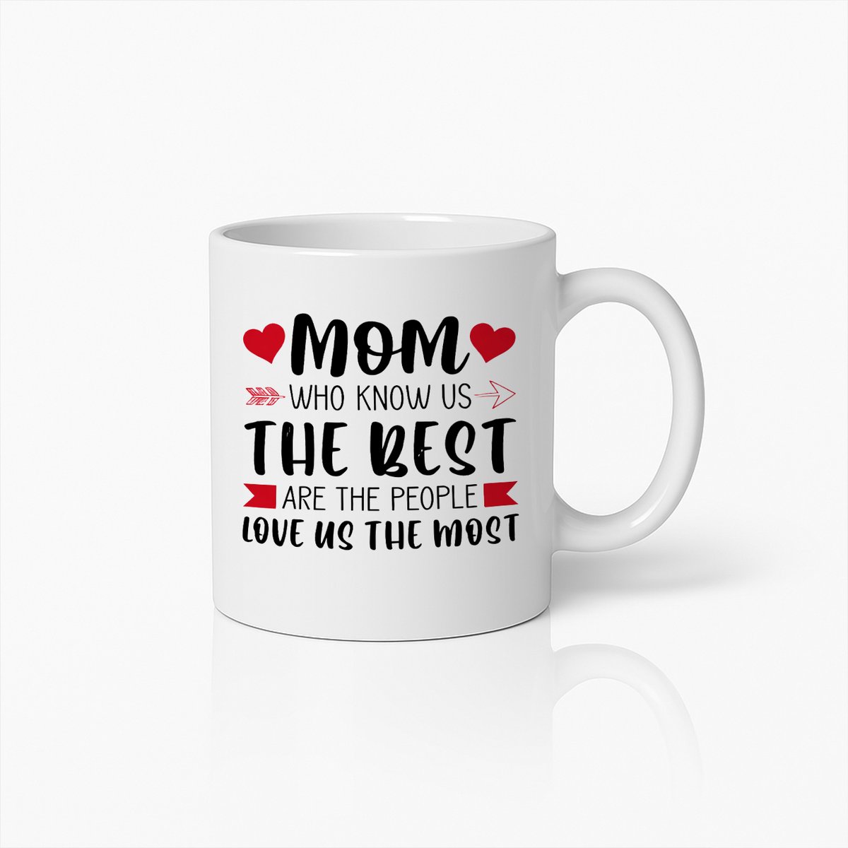 Moederdag Cadeau Mok - Mom Who Knows Us The Best Love Us The Most - 330ml - Wit