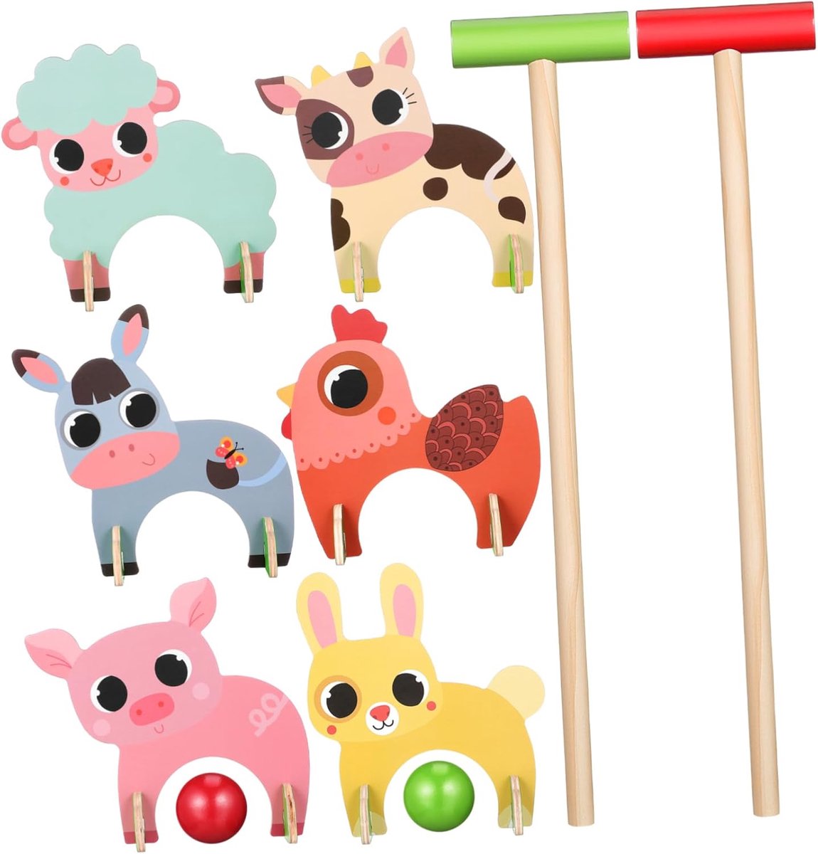 Dier Croquet Speelset - Interactief Buitenspel - Buiten Spelen - Stimuleert Motoriek - 14 x 16 x 11 cm - Gekleurd
