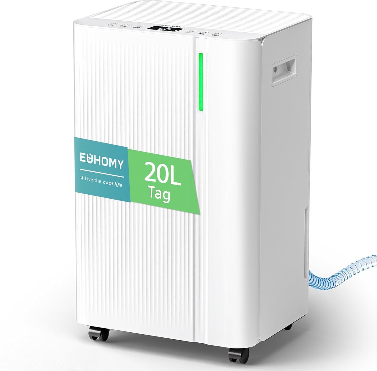 Elektrische Luchtontvochtiger - Vochtvreter Apparaat - Kelder Kantoor Huis - 20 Liter Capaciteit Dag - 23x30x49 cm - Wit
