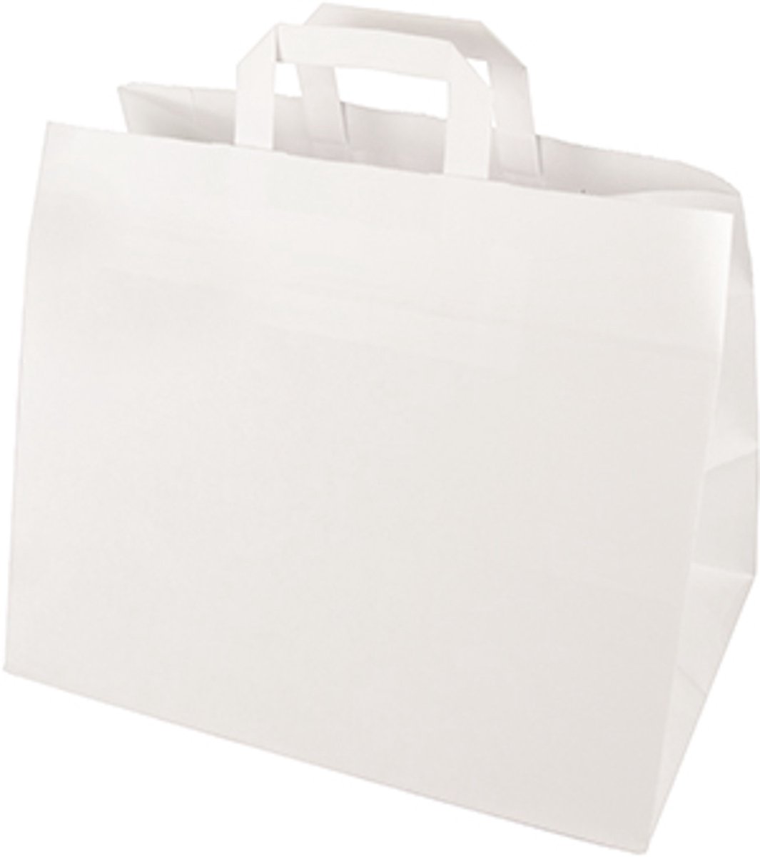 8x 50 Draagtassen papier 27 cm x 32 cm x 17 cm wit met handvaten