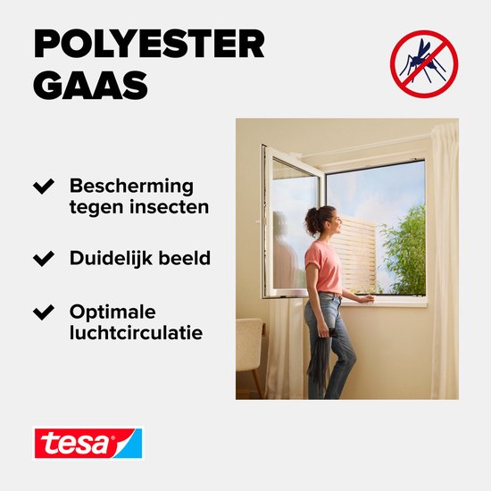 tesa INSECT STOP H&L Fly Screen Premium for Windows - hor met sterke klittenband, verwijderbaar zonder resten, op maat snijden - 170 x 180 cm - antraciet (transparant)