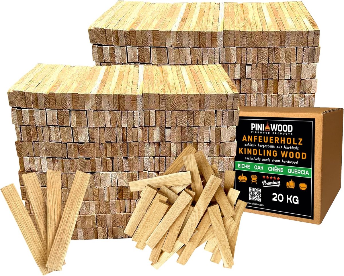 Aanmaakhout Eikenhout - Vuurhout Blokjes - Open Haard - Kamergedroogd - 20 kg