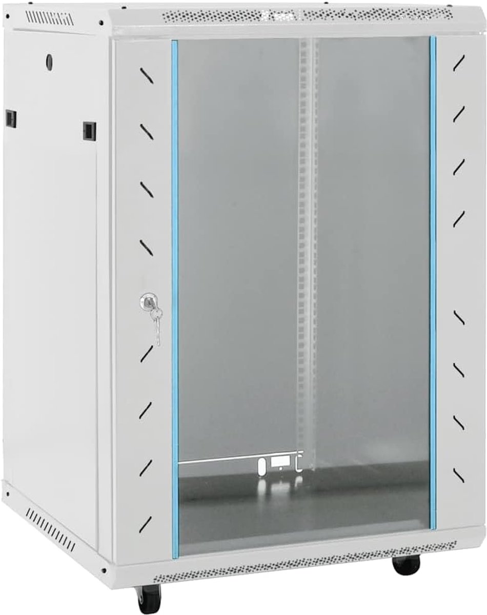 Netwerkkast op wieltjes - Serverkast - Netwerkapparatuur organiseren - Afneembare zijpanelen - 60 x 45 x 86 cm - Grijs