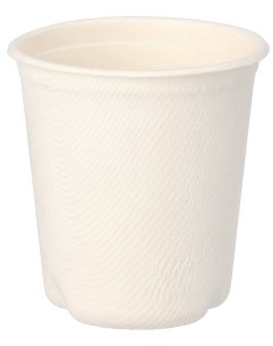 10x 50 Drinkbekers Suikerriet pure 01 l Ø 63 cm · 65 cm wit voor warme dranken