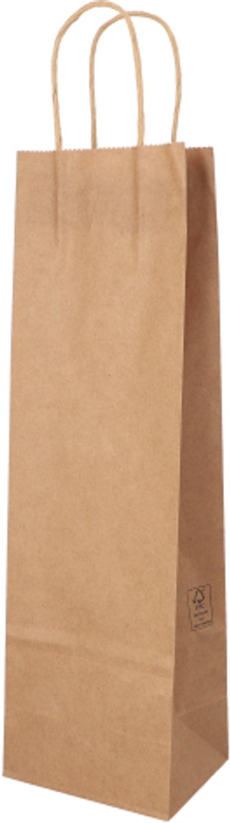 16x 25 Flessendraagtas papier 40 cm x 12 cm x 95 cm bruin met gedraaid handvat