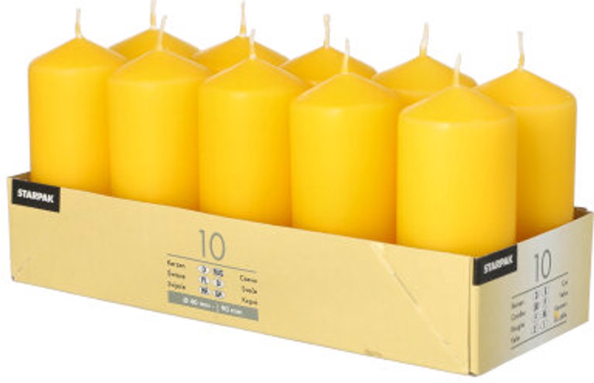 4x 10 Stompkaarsen Ø 40 mm · 90 mm goudgeel