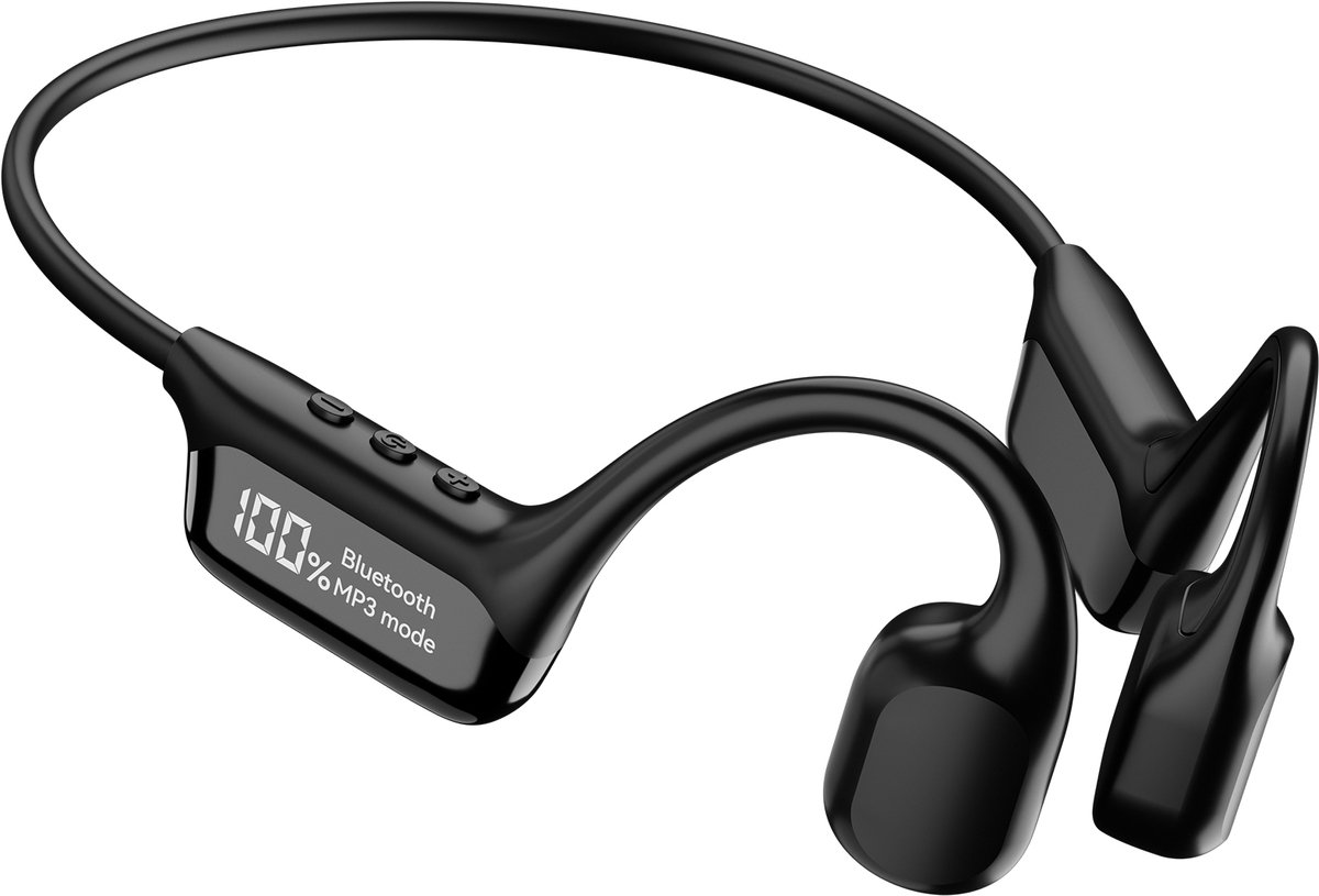 Bluetooth-hoofdtelefoon – Bluetooth-hoofdtelefoon met botgeleiding voor tijdens het zwemmen – Uniek LED-display – Compact ontwerp – Verfijnde uitstraling – Heldere geluidskwaliteit – Bluetooth-versie 5.4