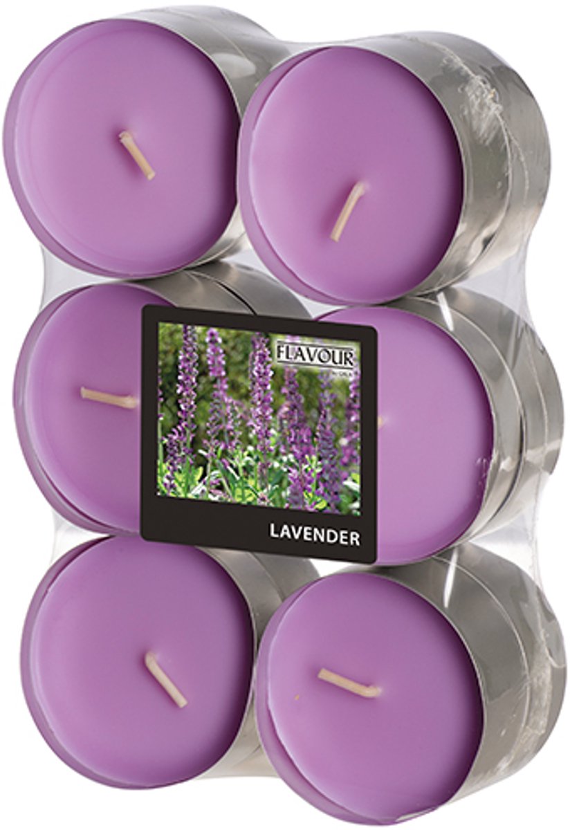 12x 12 GALA Maxi geurtheelichten Ø 58 mm · 24 mm violet - Lavendel