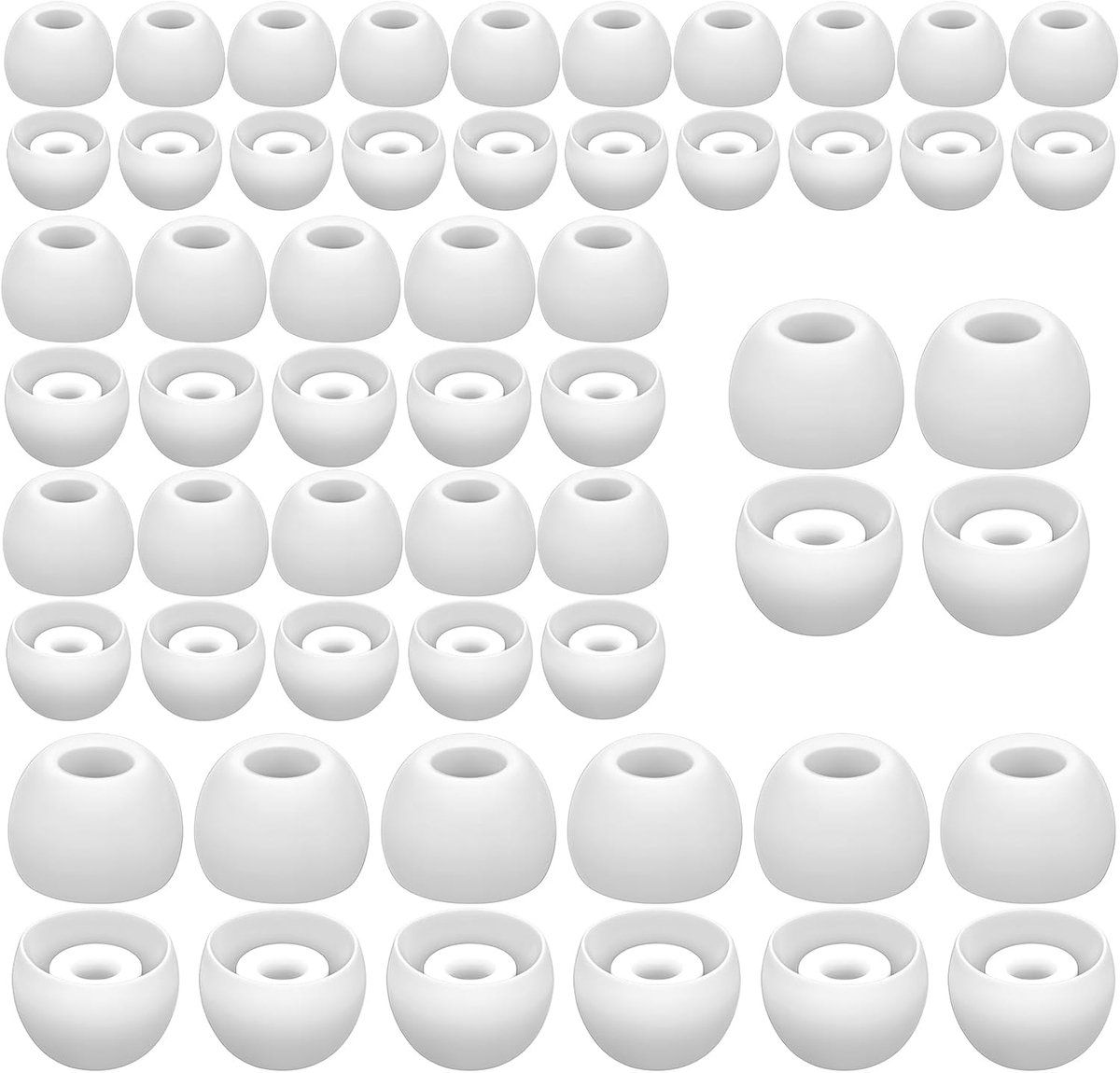 Vervangende Oordopjes - Siliconen Opzetstukken - Verbeter Geluid - 60 Stuks Set - 3 Maten - Wit