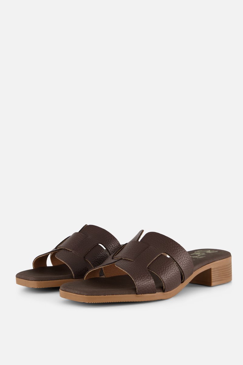 Oh My Sandals Slippers bruin Leer - Maat 40