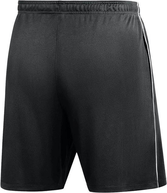 Zwarte sportshort voor heren met witte bies aan de zijkant.