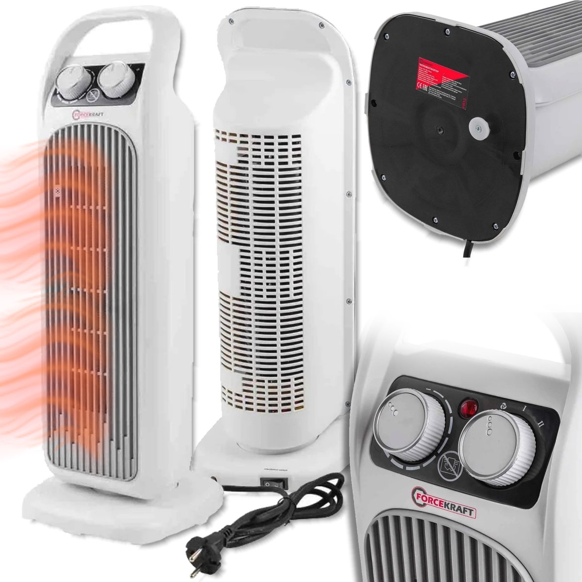Forcekraft FK-FH12 Serie - Elektrische Kolomverwarming - 2000W - Thermostaat - Oscillatie