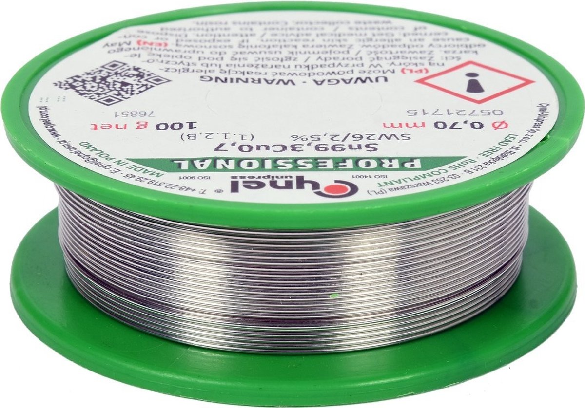 Cynel - Loodvrij Soldeersel - 0.7mm - 100g - Met Fluxkern