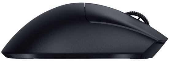 Profiel van een zwarte Razer gaming muis.