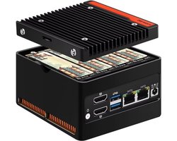 Mini NAS Server – Netwerk Opslag – Bestanden Delen – Vier M.2 NVMe Slots – 10x10x5.8 cm – Zwart