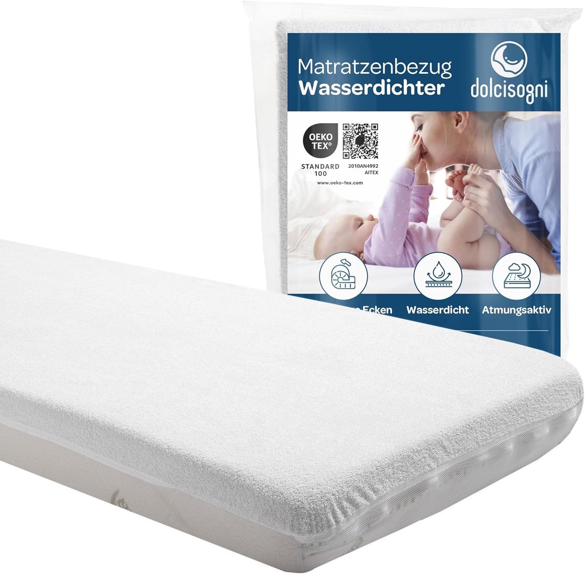 Kinderbed Matras - Baby Matras - Veilige Slaap - Waterdichte Beschermers - 50x83x8 cm - Wit