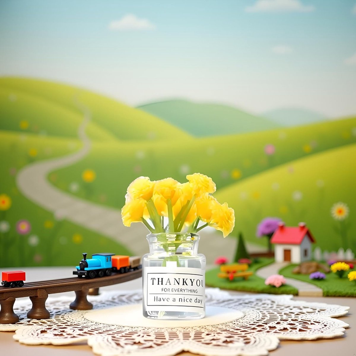 Miniatuur Bloemen Vaas - Poppenhuis Decoratie - Diorama Aanleg - Realistisch Ontwerp - 1:6 Schaal - Gemengde Kleuren