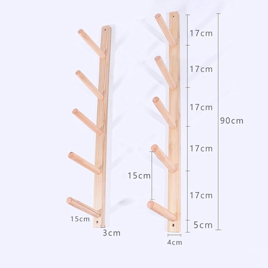 Yogamat Opbergrek - Muurhouder Gym Organizer - Thuisgymnastiek Opbergen - Houten Wandmontage - Houtkleur van Yogamat — afbeelding 2