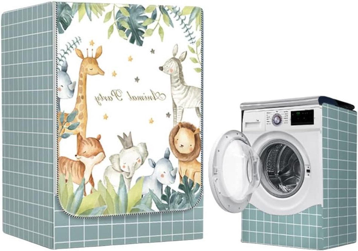Wasmachine Hoes Droger Cover Protector Apparaat Beschermen Waterdicht Oxford Stof 60x85x52 cm Leeuw Giraffe