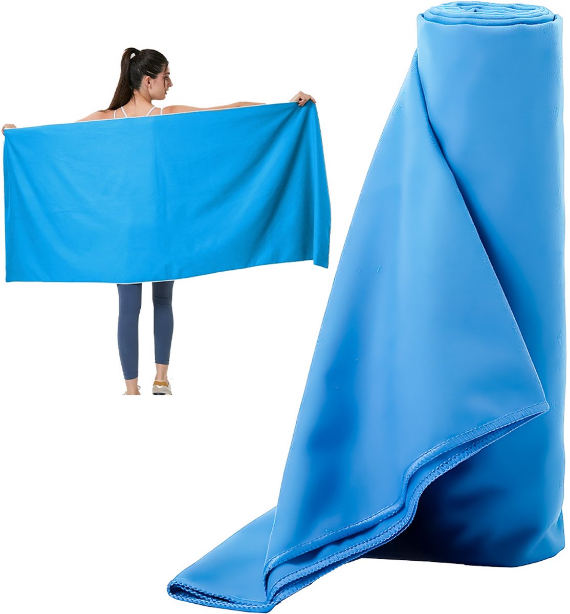 Sporthanddoek - Handdoeken - Sneldrogende Magnetische Strandhanddoek - Magnetische Badhanddoek - Multifunctionele Handdoek voor Buiten - Ligstoelhanddoek/Strandhanddoek - Blauw - 190X76cm