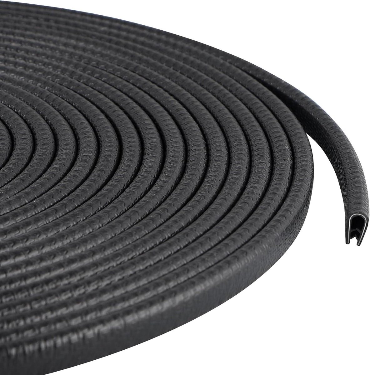 Rubberen Randbeschermer - U-profiel strip - Bescherming randen - Zelfklevend met clips - 10 meter - Zwart