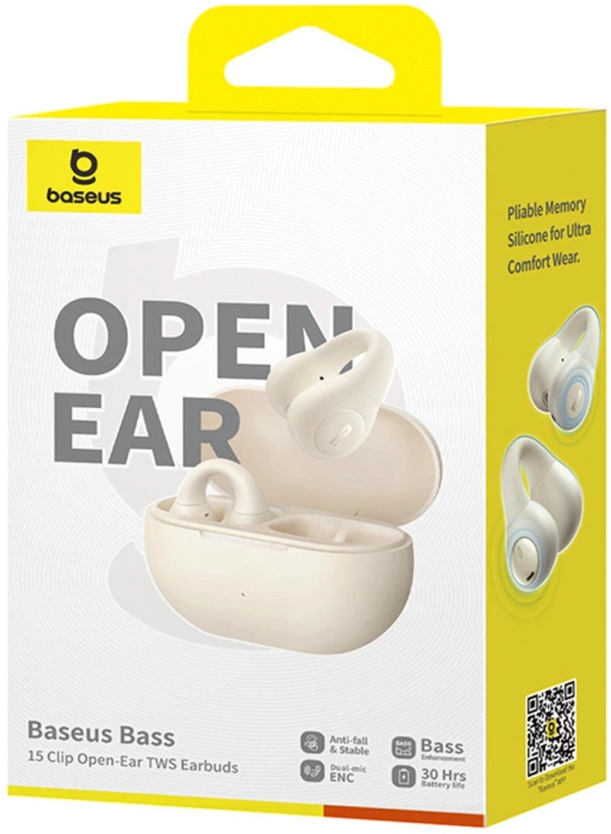 Baseus Bass 15 Clip -Open-Ear Oordopjes Draadloze Hoofdtelefoon met Oplaadetui,Sport koptelefoon – Sport oordopjes -Clip On Oordopjes -Wit thumbnail 3