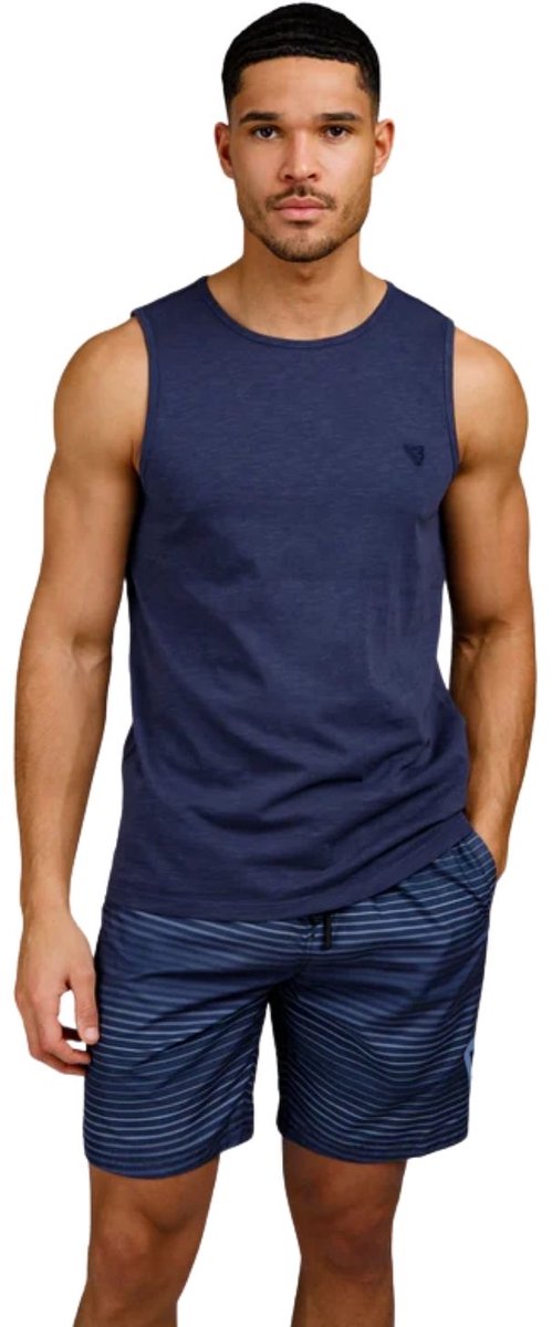 Brunotti - Malaku-Slub - Singlet Indigo Blue - Heren - 100% Slubkatoen - Ademend - M