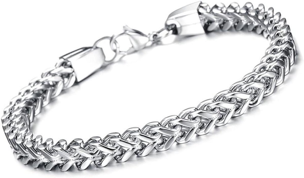 Heren Armband - Schakelarmband Staal - Dagelijks Dragen - Roestvrij Materiaal - 22 cm - Zilverkleurig