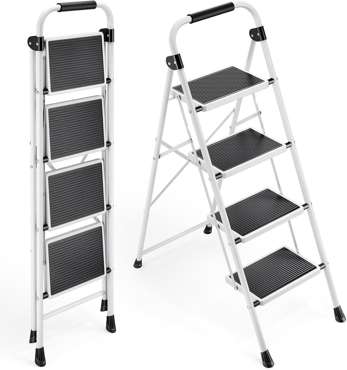 Huishoudtrap 4 Treden - Keukentrap - Inklapbaar - Antislip - Extra Stevig - onderhoud gemak