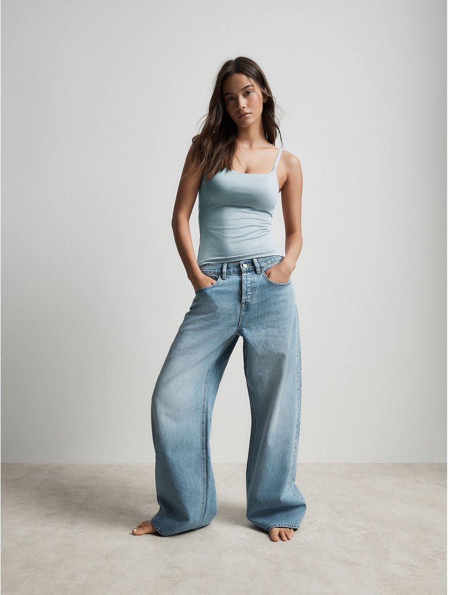 Next - Dames - Camitop met beha van microvezel met verborgen ondersteuning - Blauw
