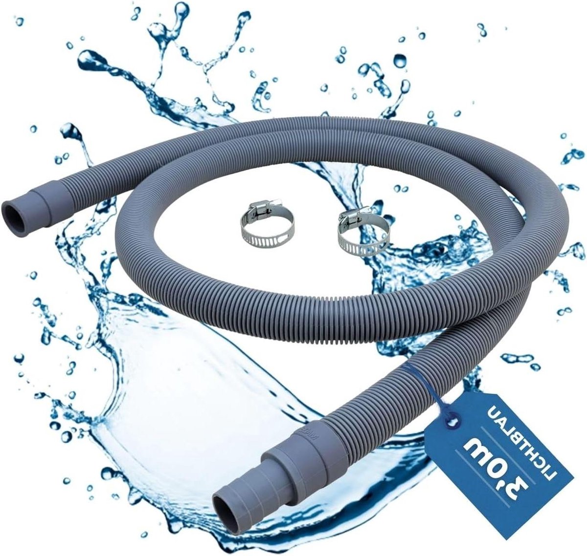 Afvoerslang Vaatwasser - Waterafvoer slang - Apparaat Aansluiten - Universele Pasvorm - 3 Meter - Grijs