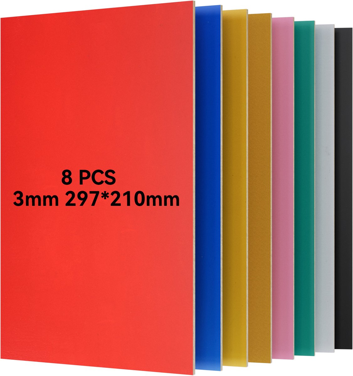 Creatorally 8 stuks A4 Plaat - Meerdere kleuren Multiplex Zonder Verf - Multiplex Platen - 3mm - 297*210mm - Perfect voor Pyrografie Lasersnijden CNC Fretwerk Rolzaag Freeswerk - Modelbouw Laser Snijden Graveren