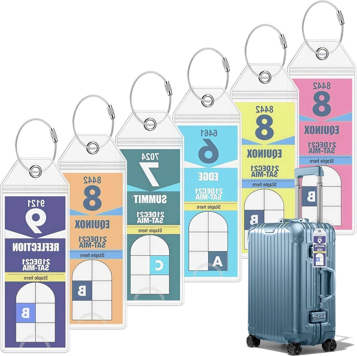 Transparante Bagagelabels voor Cruises, Met Schroefbare Metalen Bevestiging, Ideaal voor Reisdocumenten (6.19 x 6.5 cm)