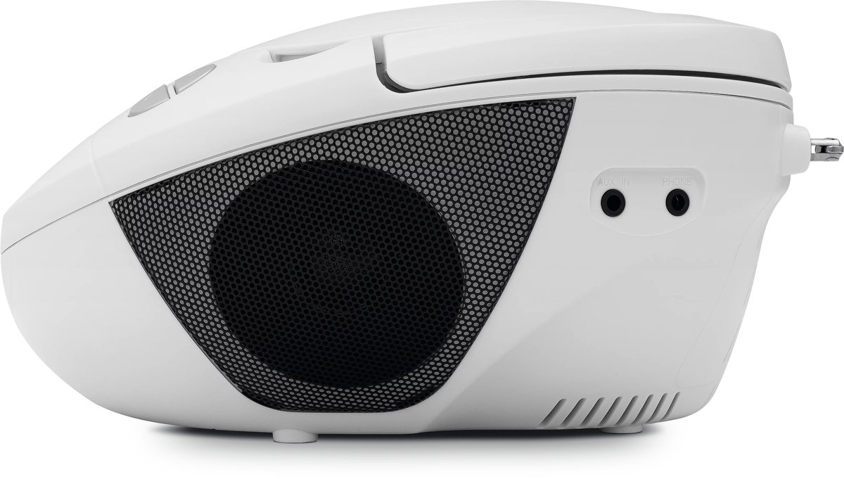 TechniSat VIOLA CD-1 - draagbare stereo cd-speler, boombox met praktische draaggreep (radio voor kinderen, FM-radiotuner, bluetooth-ontvangst, 2 x 1 W RMS-vermogen, net- en batterijvoeding) wit thumbnail 2
