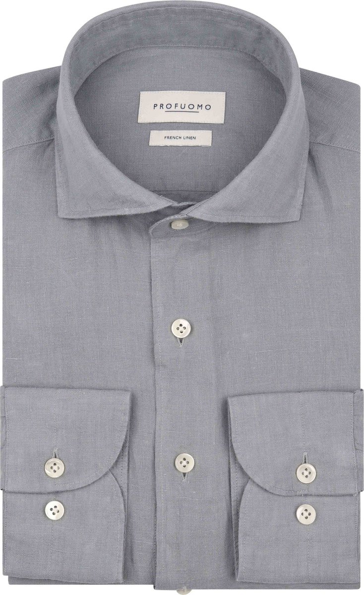 Profuomo Overhemd Linnen Blauw - Maat 45 - Heren - Overhemden Casual