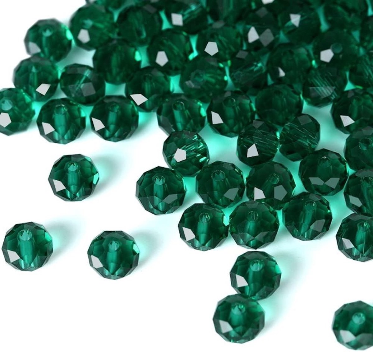 Faceted Glazen Kralen 8mm - 84 Stuks Multi-Faceted Kralen voor Sieraden Maken, Armbanden, Kettingen en Oorbellen in Groen