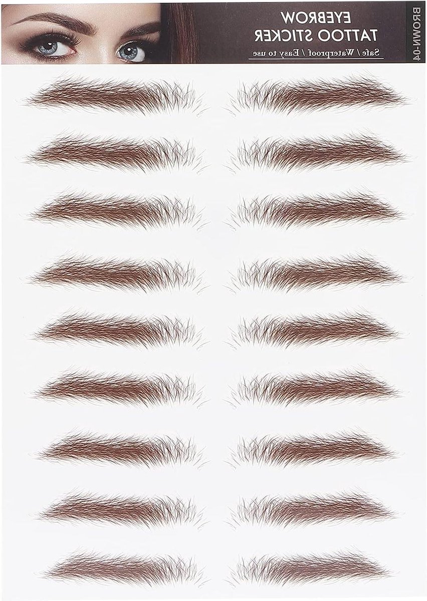 Wenkbrauw Tattoo Sticker - Valse Wenkbrauwen - Make-up Aanbrengen - Haarstructuur Effect - 148 x 210 mm - Bruin