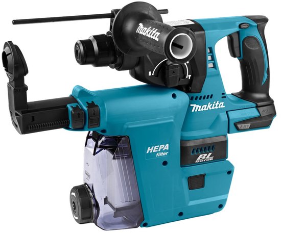 Makita combihamer - DHR242ZJW - 18 V - SDS-Plus - zonder accu's en lader - in Mbox - met stofafzuiging