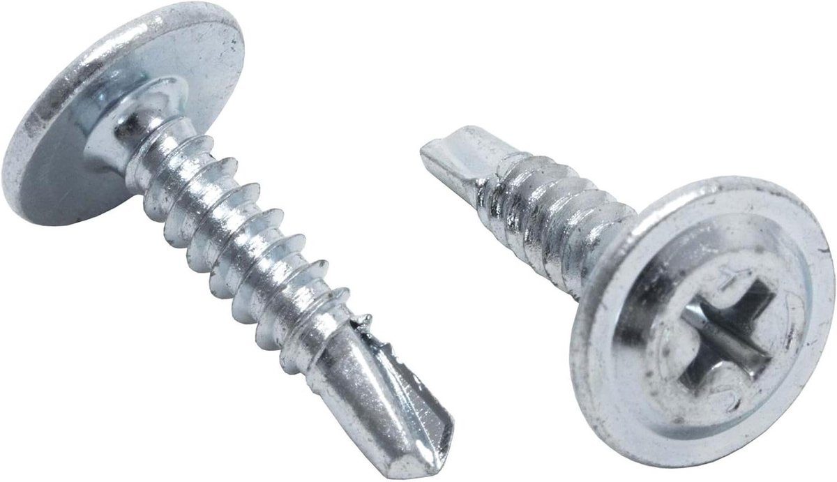 Plaatschroeven platkop - Zelfborende schroeven - Plaatwerk verbinden - Corrosiebestendig materiaal - 1000 stuks 42 x 19 mm - Zilver