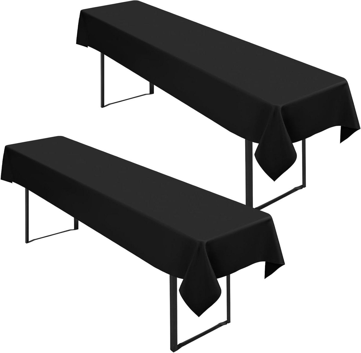 Biertafelkleden Set - Tafelhoezen - Feestelijke Decoratie - Waterdicht Polyester - 2 stuks 250x100cm - Zwart