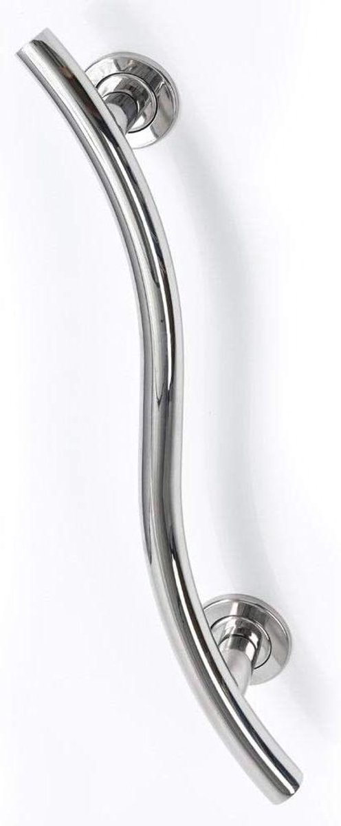 Gebogen Handgreep - Steunbeugel Wand - Extra Stabiliteit - Roestvrij Staal - 65 cm - Zilver