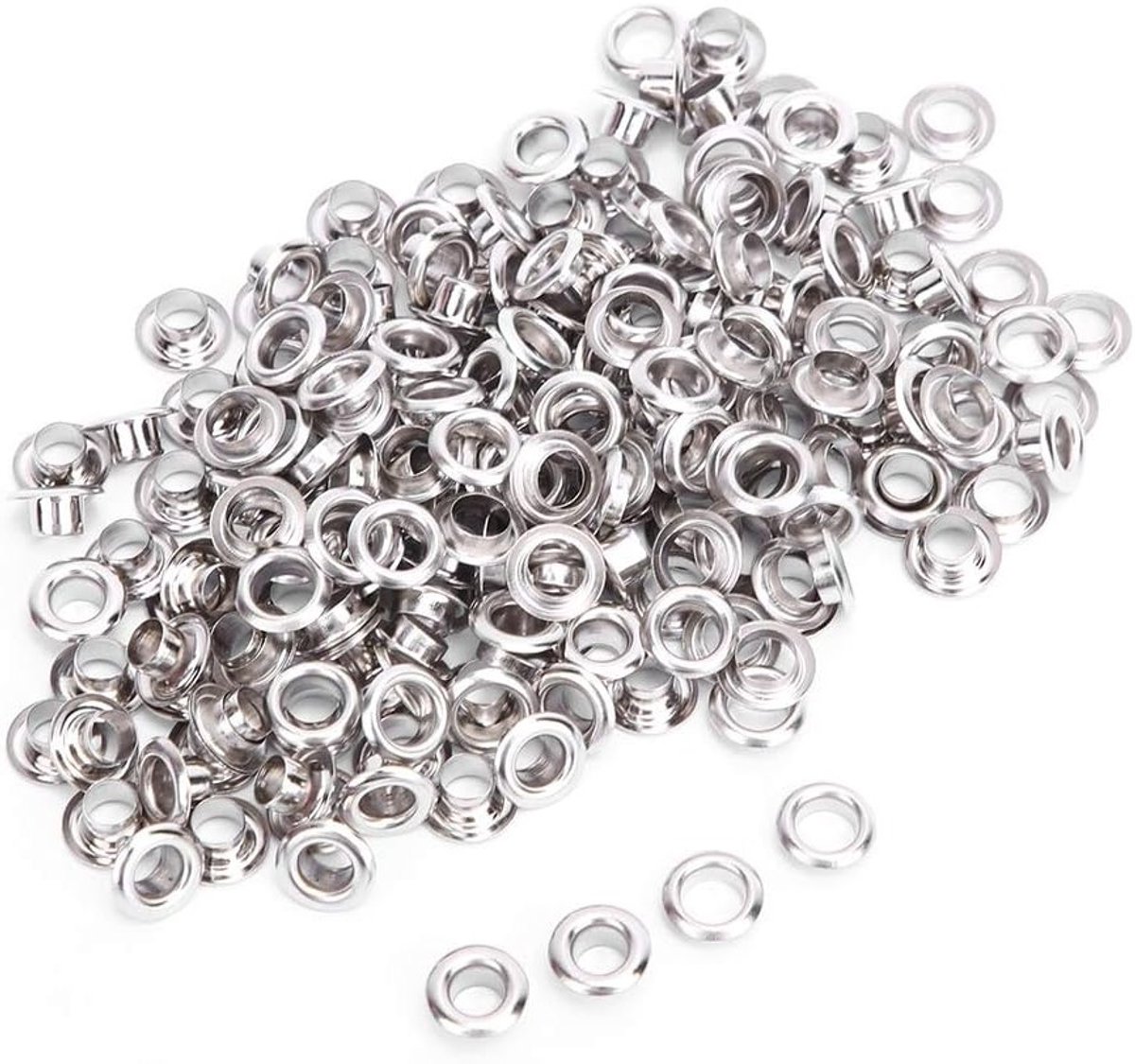 100 Stuks Eyelets voor Kleding en Tassen - Dubbelzijdige 5mm Decoratie voor Leer, Schoenen en Handwerk met 100 Stuks Gasket in Zilver
