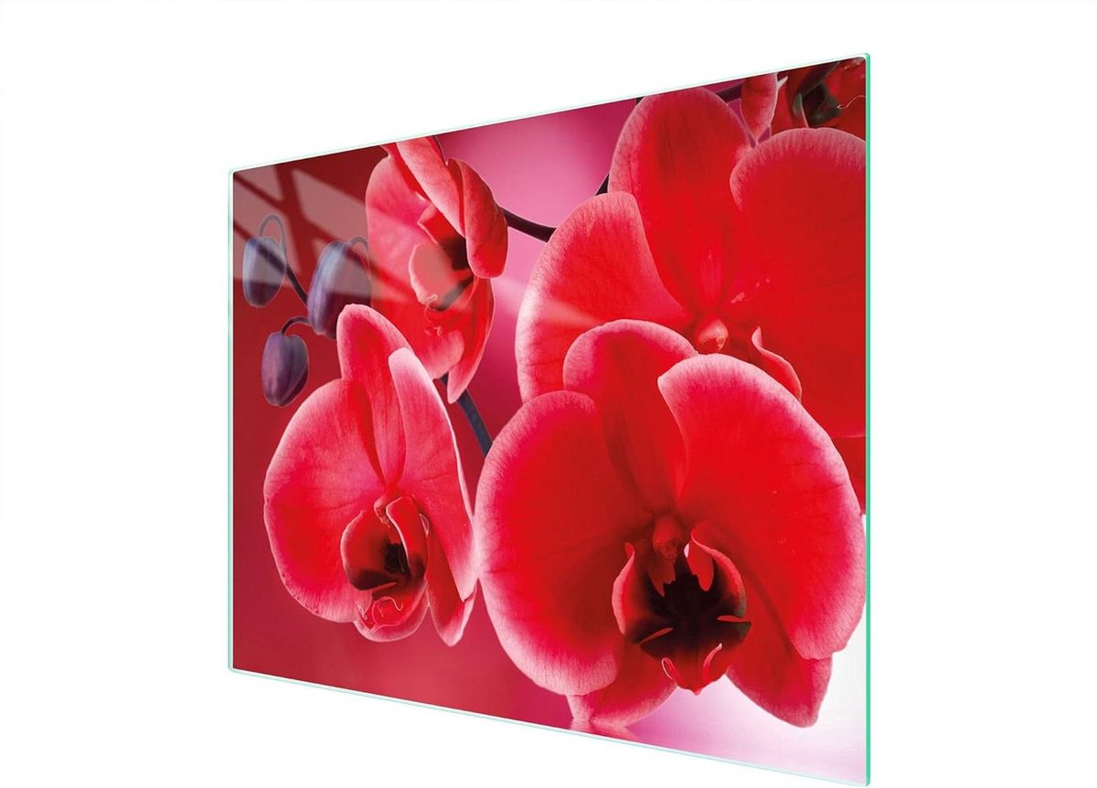 Glazen Werkblad Beschermer - Kookplaat Afdekplaat - Keuken Beschermen - Gehard Glas - 52x40 cm - Orchidee