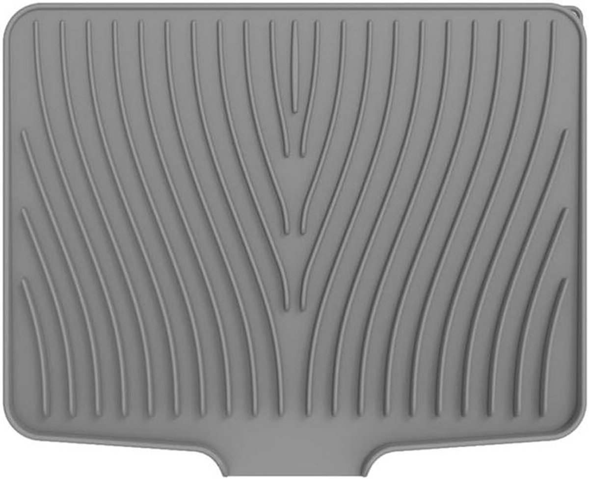 Afvoerkussen Keuken - Afdroogmat - Servies Drogen - Met Afvoerlip - 40 x 33 cm - Grijs